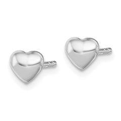 QE11256 Sterling Silver Rhodium-plated Polished Heart Children's Post Earrings