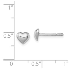 QE11256 Sterling Silver Rhodium-plated Polished Heart Children's Post Earrings