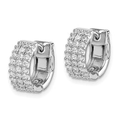QE11272 Sterling Shimmer Sterling Silver Rhodium-plated 54 Stone 1.3mm CZ Hinged Hoop Earrings