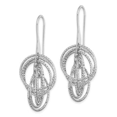 QE11440 Sterling Silver Rhodium-plated D/C Fancy Intertwined Circles Dangle Earring