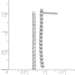 QE11451 Sterling Silver Rhodium-plated Polished Fancy CZ Post Dangle Earrings