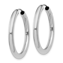 QE11528 Sterling Silver Rhodium-plated 3x30mm Endless Tube Hoop Earrings