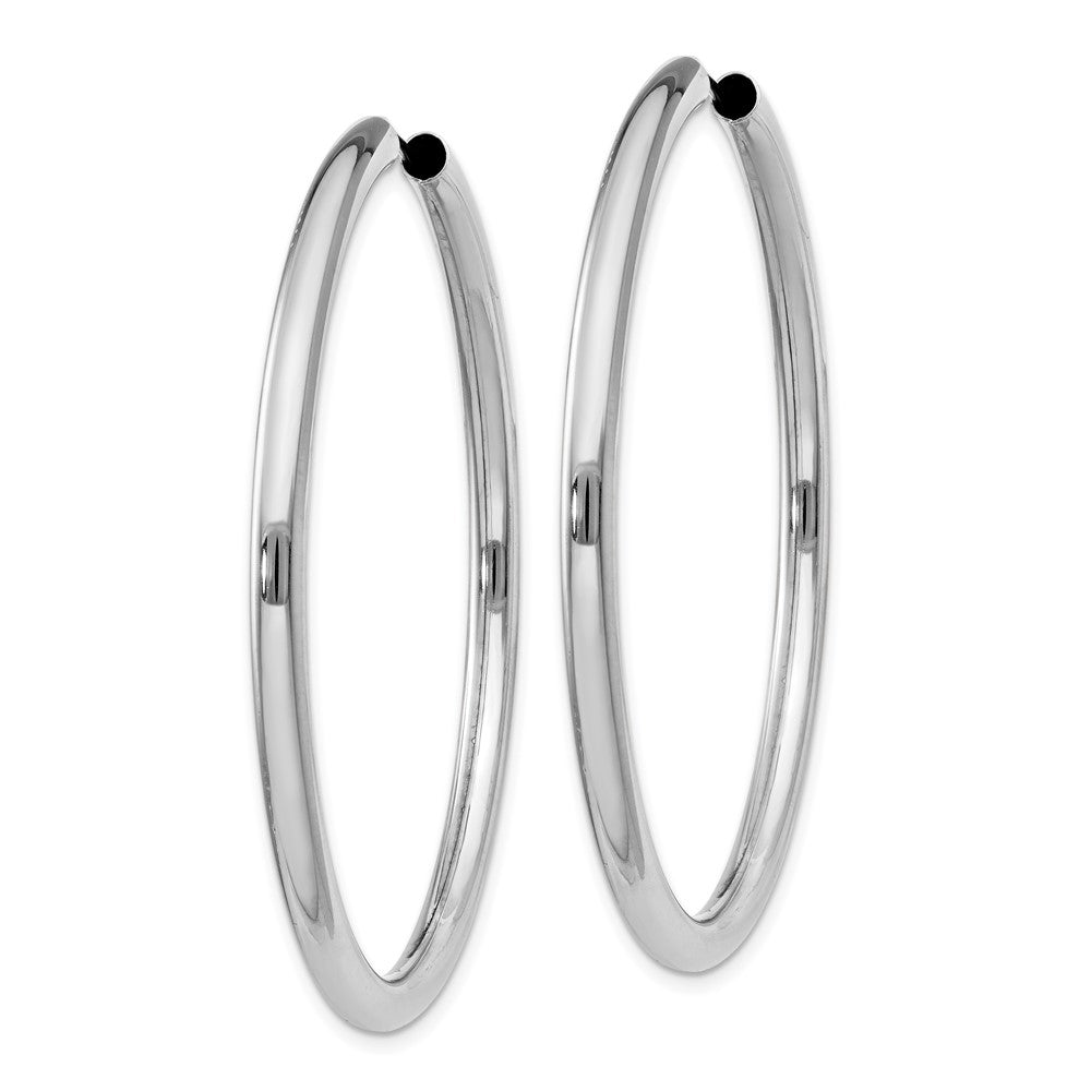QE11530 Sterling Silver Rhodium-plated 3x50mm Endless Tube Hoop Earrings