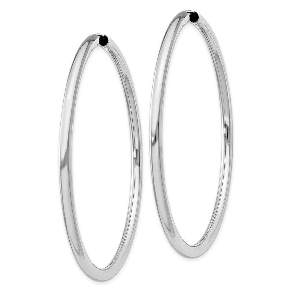 QE11531 Sterling Silver Rhodium-plated 3x60mm Endless Tube Hoop Earrings