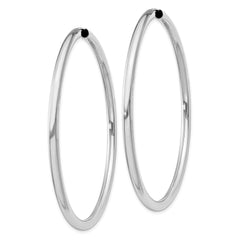 QE11531 Sterling Silver Rhodium-plated 3x60mm Endless Tube Hoop Earrings