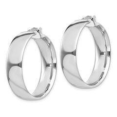 QE11541 Sterling Silver Rhodium-plated 7x30mm Hoop Earrings