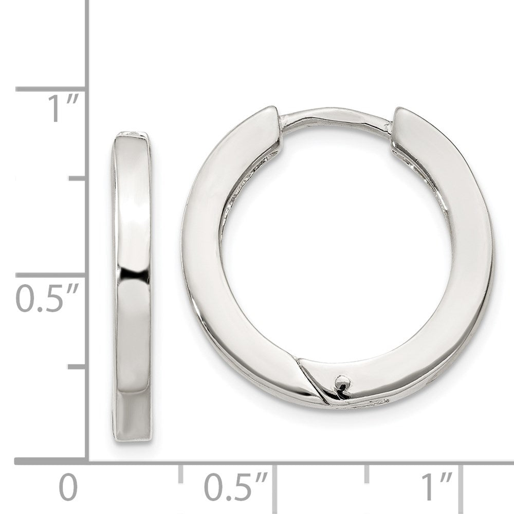 QE11544 Sterling Silver 2.5x20mm Hinged Hoop Earrings