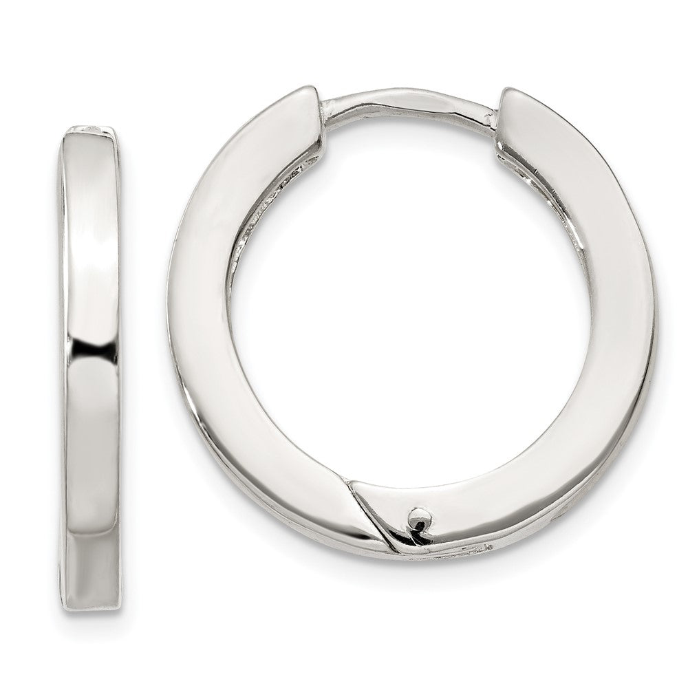 QE11544 Sterling Silver 2.5x20mm Hinged Hoop Earrings