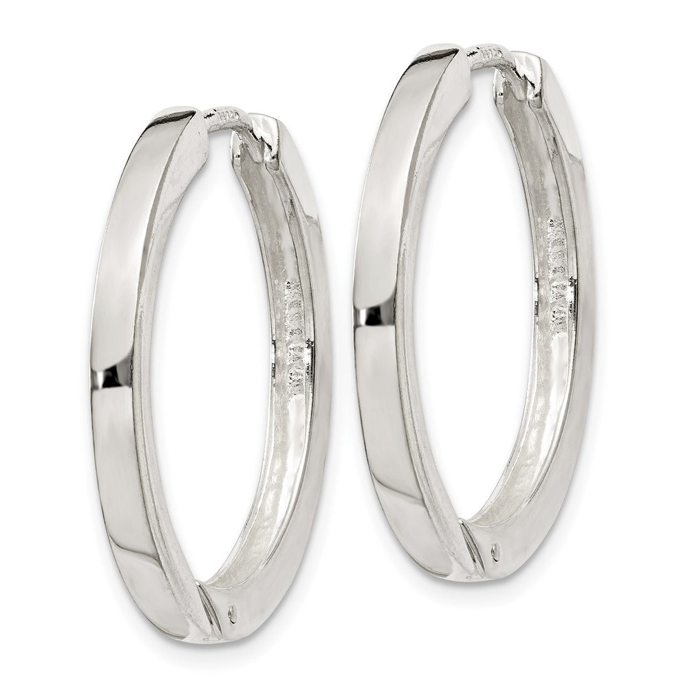 QE11545 Sterling Silver 2.5x25mm Hinged Hoop Earrings