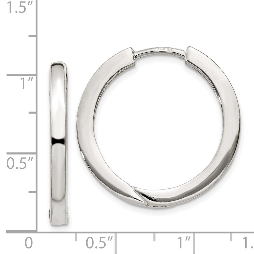 QE11545 Sterling Silver 2.5x25mm Hinged Hoop Earrings