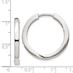 QE11545 Sterling Silver 2.5x25mm Hinged Hoop Earrings