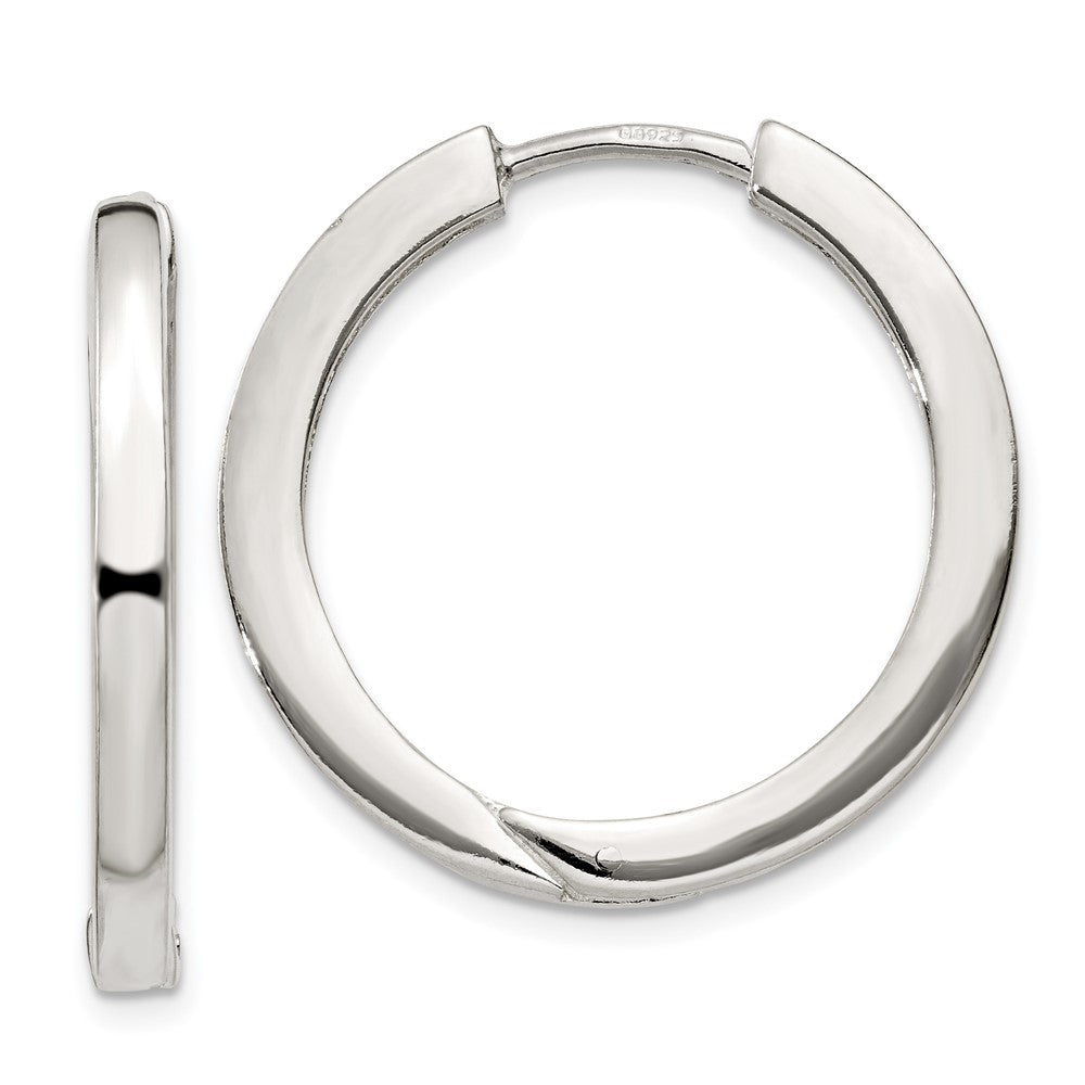 QE11545 Sterling Silver 2.5x25mm Hinged Hoop Earrings
