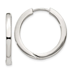 QE11545 Sterling Silver 2.5x25mm Hinged Hoop Earrings