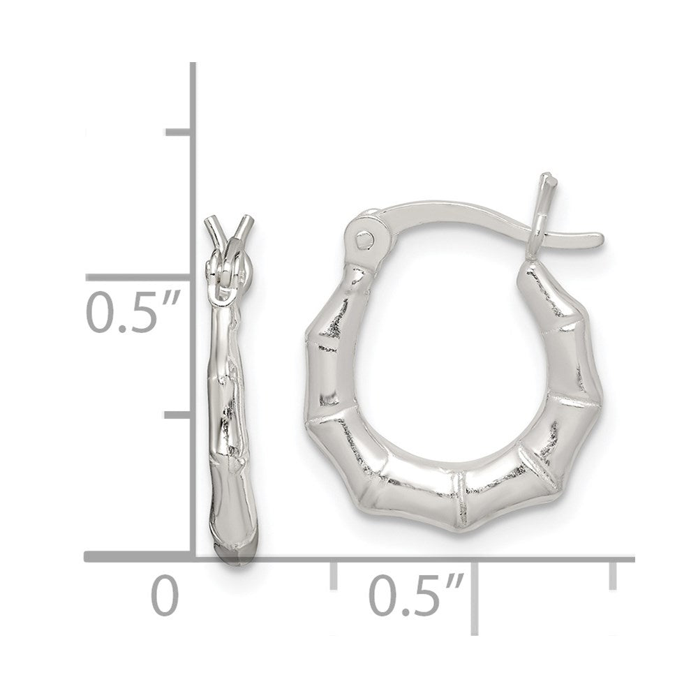 QE11634 Sterling Silver Polished Bamboo Hoop Earrings