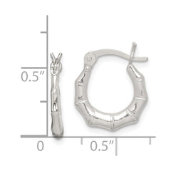 QE11634 Sterling Silver Polished Bamboo Hoop Earrings
