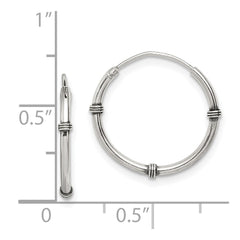 QE11708 Sterling Silver Polished and Antiqued Endless Hoop Earrings