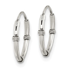 QE11709 Sterling Silver Polished and Antiqued Endless Hoop Earrings