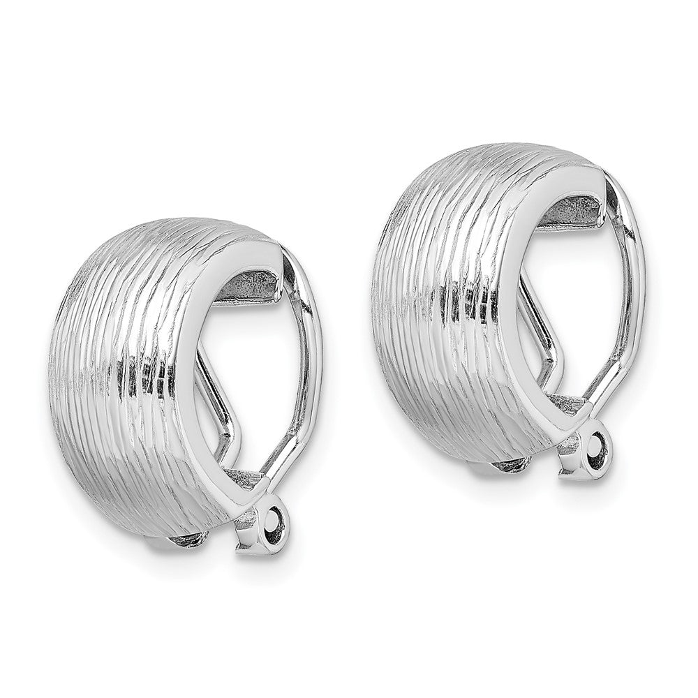QE11710 Sterling Silver Rhodium-plated D/C Non-Pierced J-Hoop Earrings