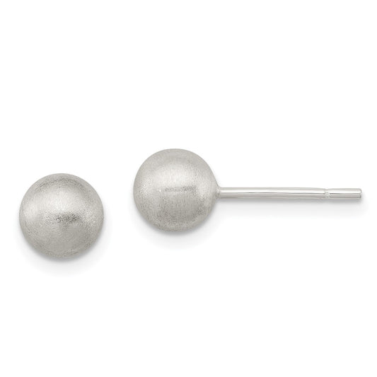 QE11749 Sterling Silver Polished 6mm Laser-cut Post Earrings