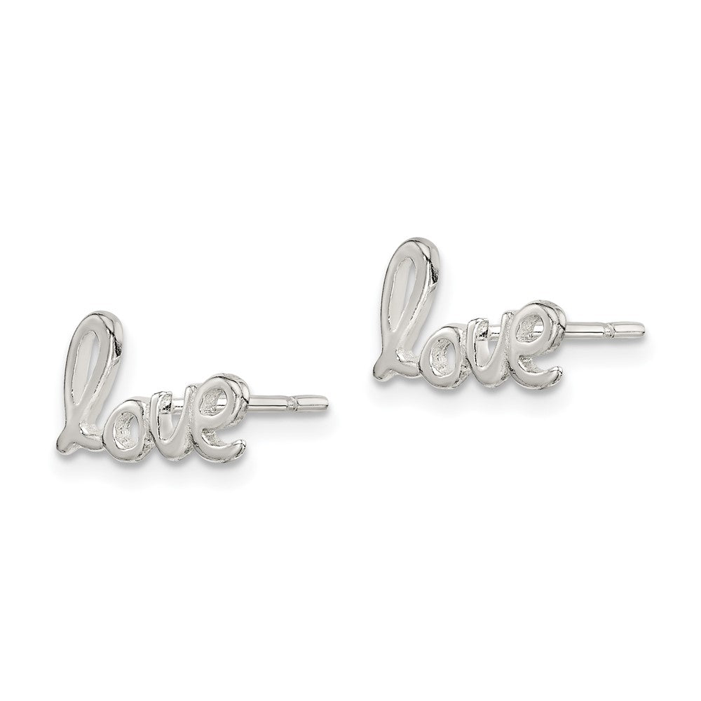 QE11757 Sterling Silver Polished Love Post Earrings