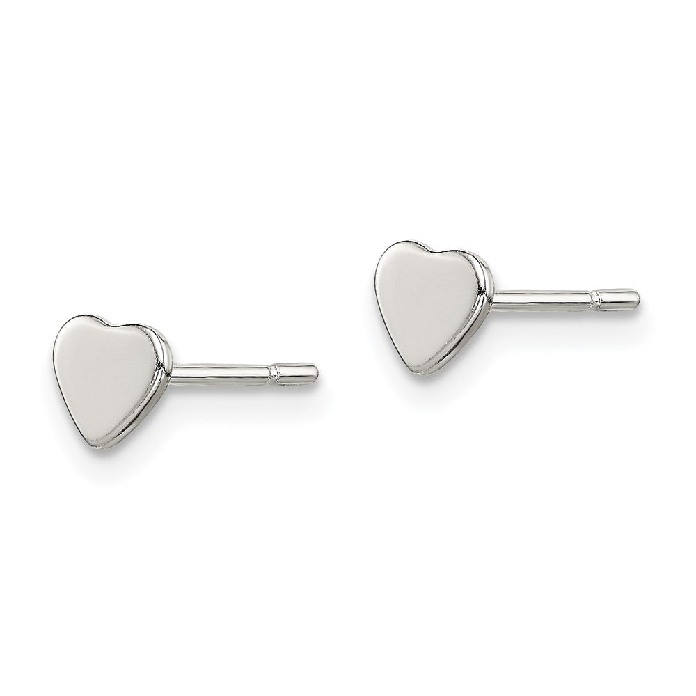 QE11761 Sterling Silver Polished Heart Post Earrings