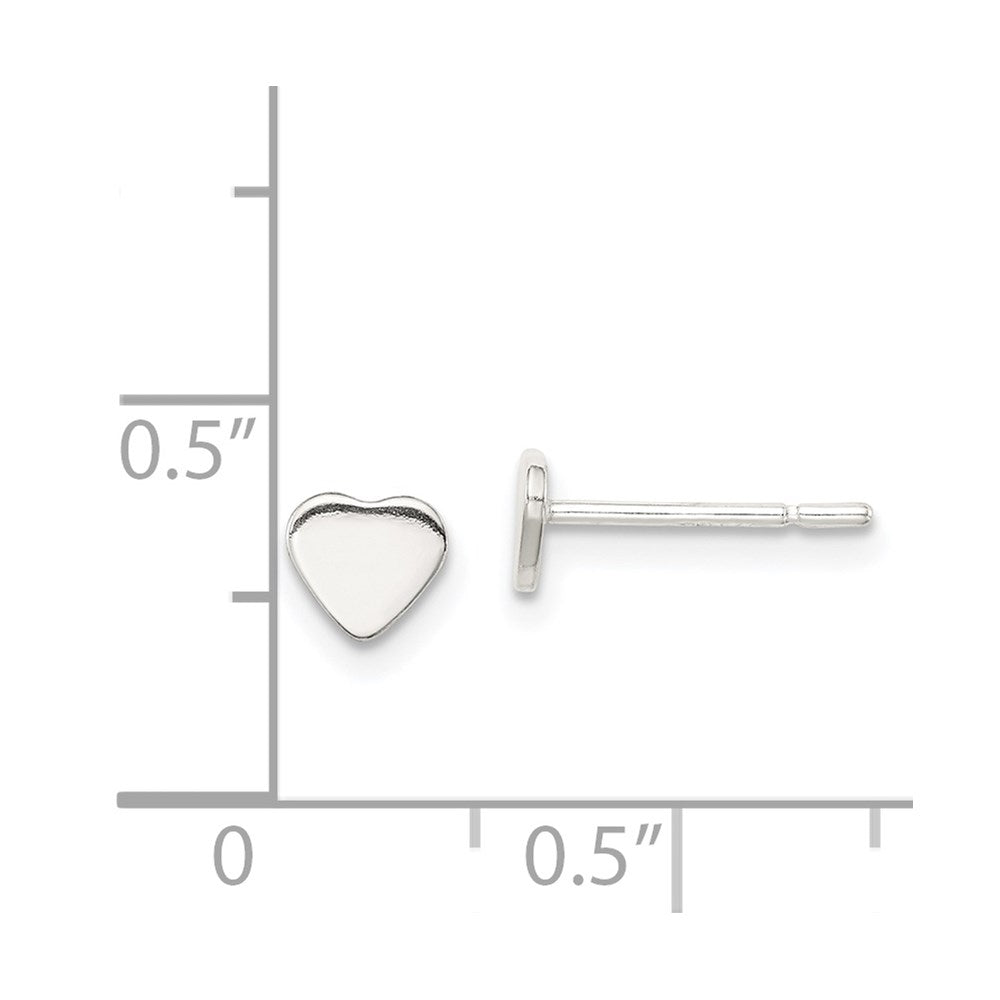 QE11761 Sterling Silver Polished Heart Post Earrings