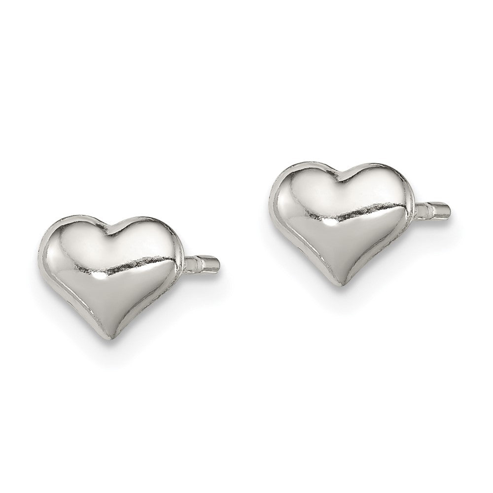 QE11764 Sterling Silver Polished Heart Post Earrings