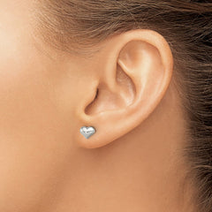 QE11764 Sterling Silver Polished Heart Post Earrings