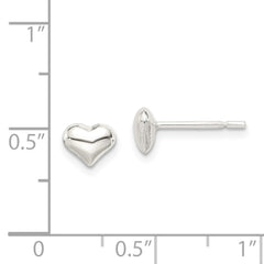 QE11764 Sterling Silver Polished Heart Post Earrings