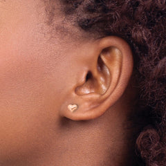 QE11764RP Sterling Silver Rose-tone Puffed Heart Post Earrings