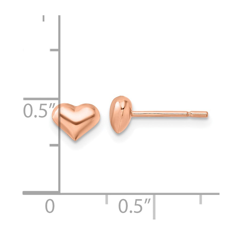 QE11764RP Sterling Silver Rose-tone Puffed Heart Post Earrings
