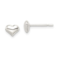 QE11764 Sterling Silver Polished Heart Post Earrings
