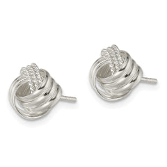 QE11775 Sterling Silver Polished and Textured Knot Post Earrings