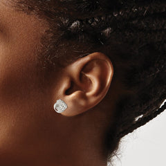 QE11775 Sterling Silver Polished and Textured Knot Post Earrings