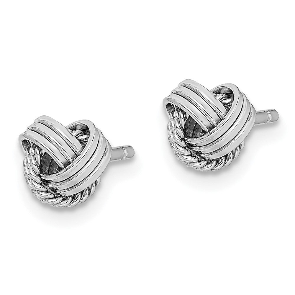 QE11781 Sterling Silver Rhodium-plated Triple Knot Rope Post Earrings