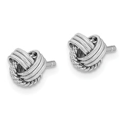 QE11781 Sterling Silver Rhodium-plated Triple Knot Rope Post Earrings