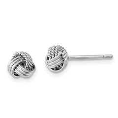 QE11781 Sterling Silver Rhodium-plated Triple Knot Rope Post Earrings