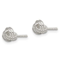QE11786 Sterling Silver Polished and Textured Knot Post Earrings