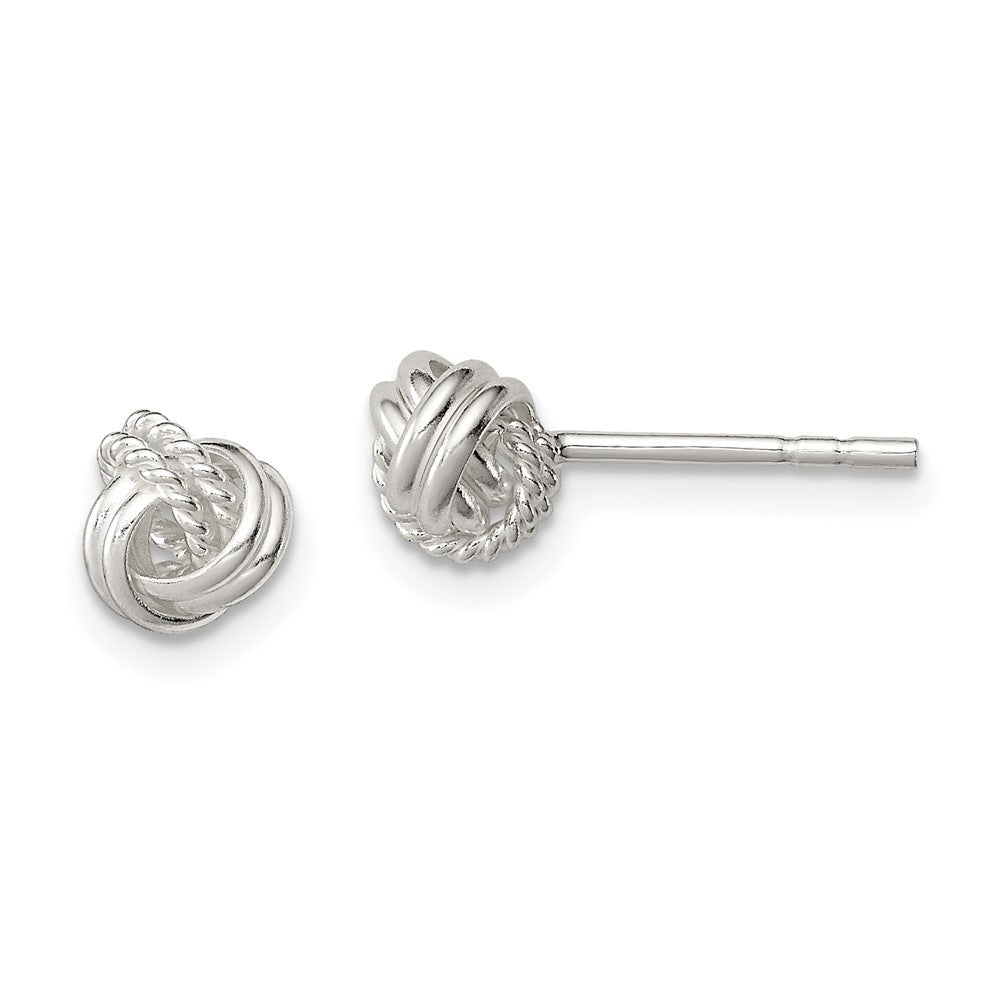QE11786 Sterling Silver Polished and Textured Knot Post Earrings