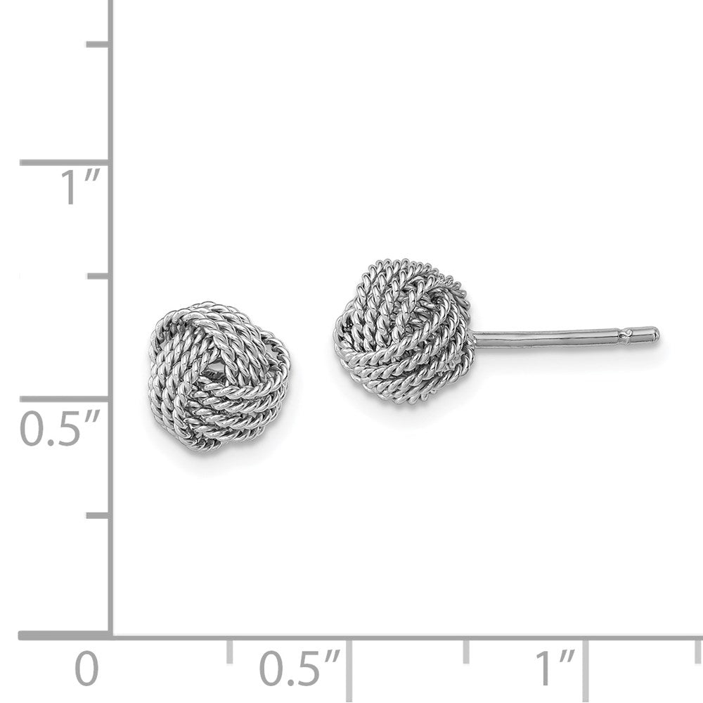 QE11787 Sterling Silver Rhodium-plated Rope Knot Post Earrings