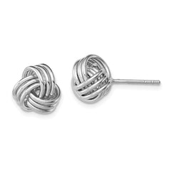 QE11792 Sterling Silver Rhodium-plated Polished Love Knot Post Earrings