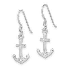 QE11818 Sterling Silver Rhodium-plated Anchor Earrings