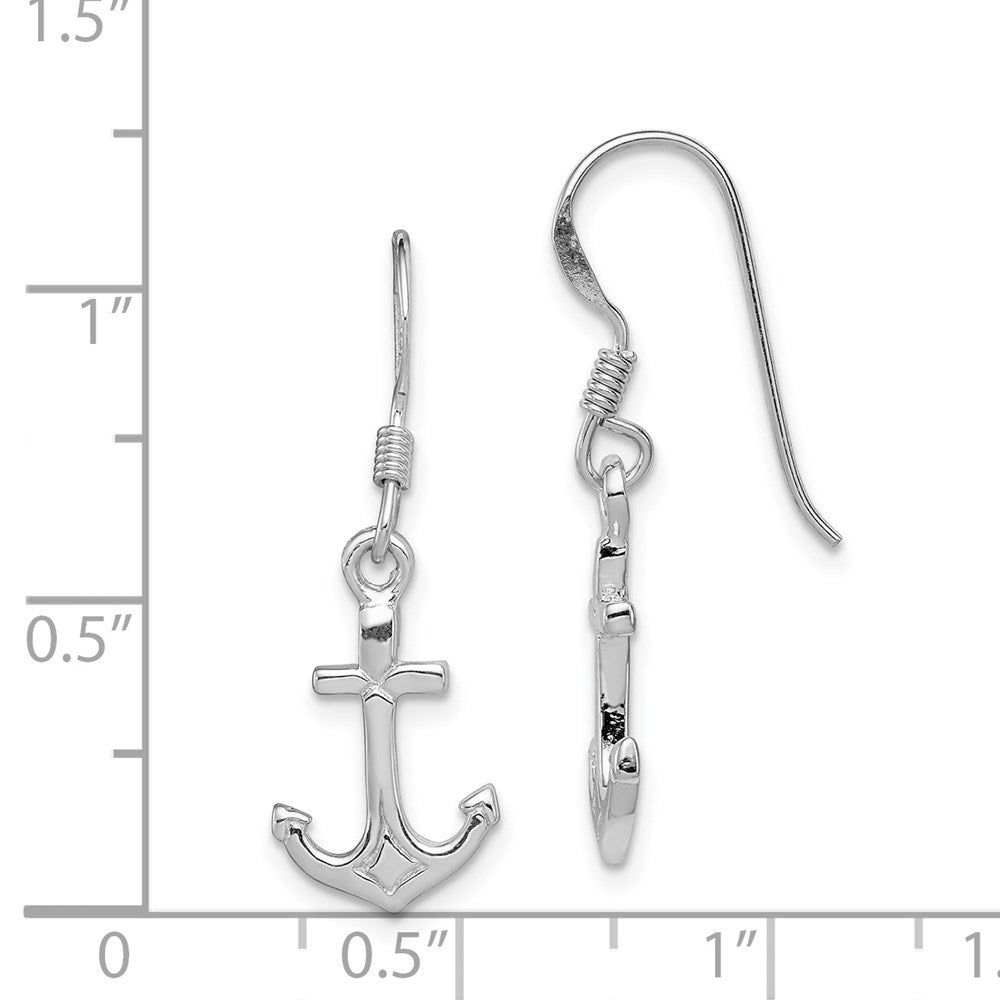QE11818 Sterling Silver Rhodium-plated Anchor Earrings