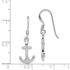 QE11818 Sterling Silver Rhodium-plated Anchor Earrings