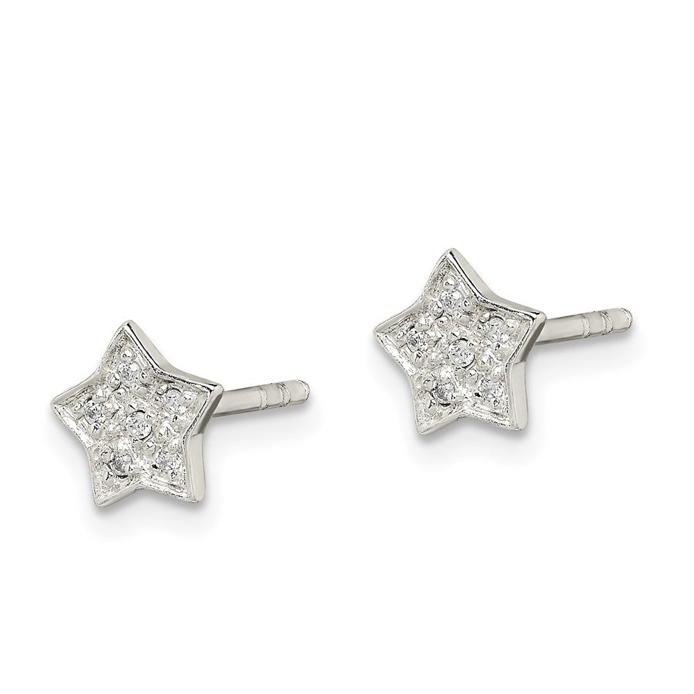 QE11854 Sterling Silver CZ Star Post Earrings