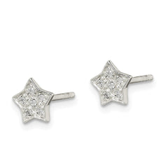 QE11854 Sterling Silver CZ Star Post Earrings