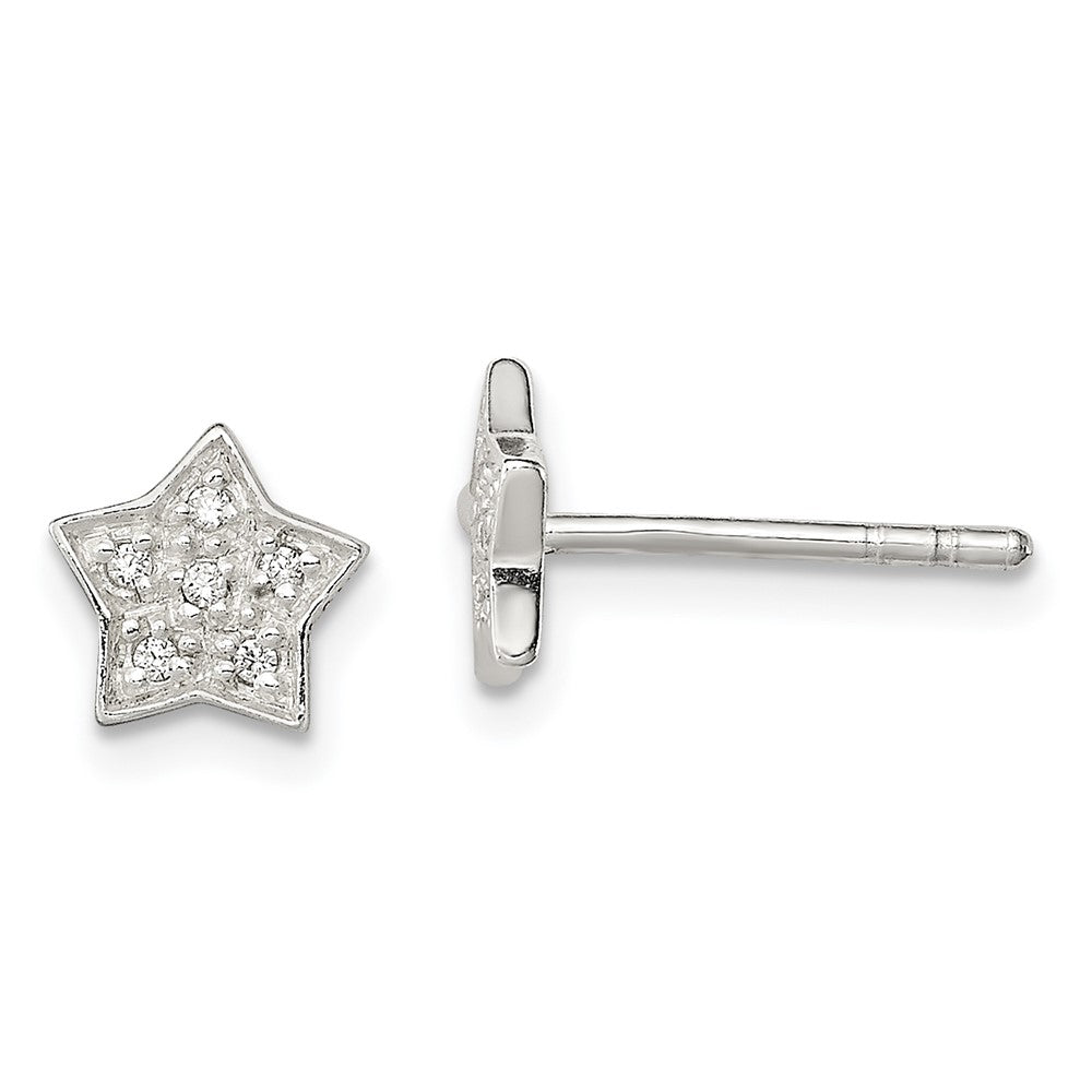 QE11854 Sterling Silver CZ Star Post Earrings