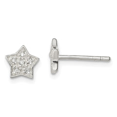 QE11854 Sterling Silver CZ Star Post Earrings