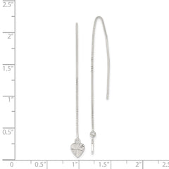 QE11882 Sterling Silver Polished Diamond-cut Dangle Heart Post Earrings
