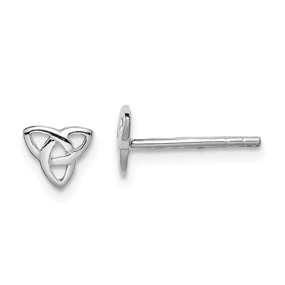 QE11970 Sterling Silver Rhodium-plated Polished Celtic Knot Post Earrings